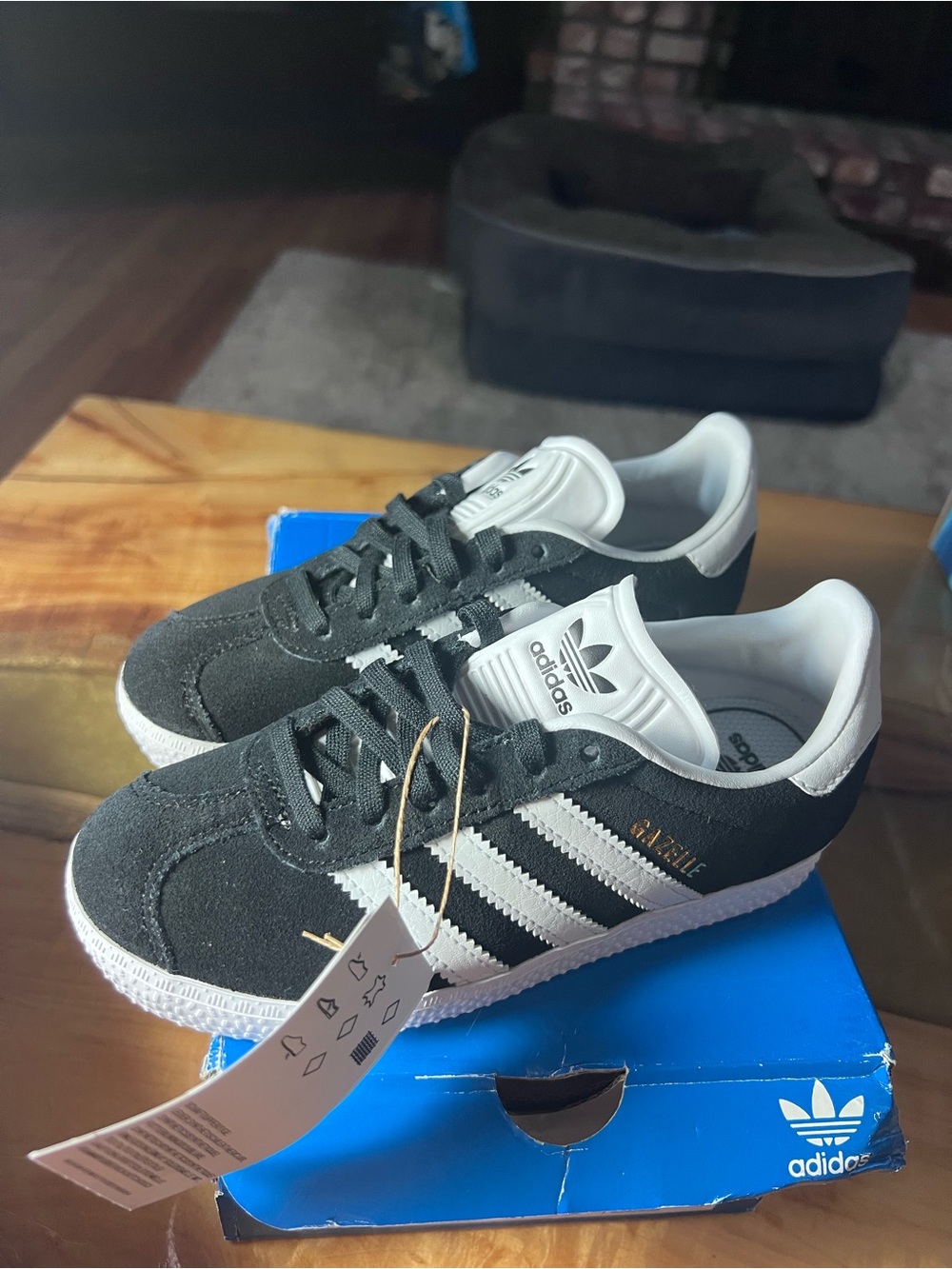 adidas Kids Black and White Suede Sneakers - Gazelle Style